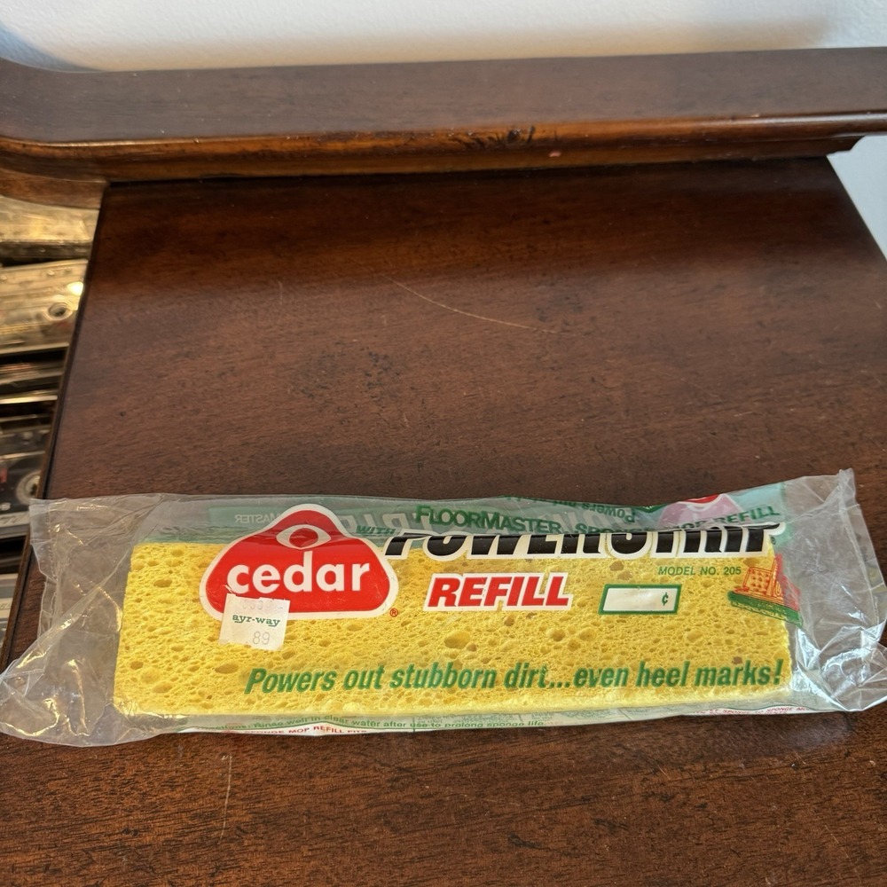 1971 Vintage NOS O-Cedar Power Strip Sponge Mop Refill Sealed #205 Discontinued
